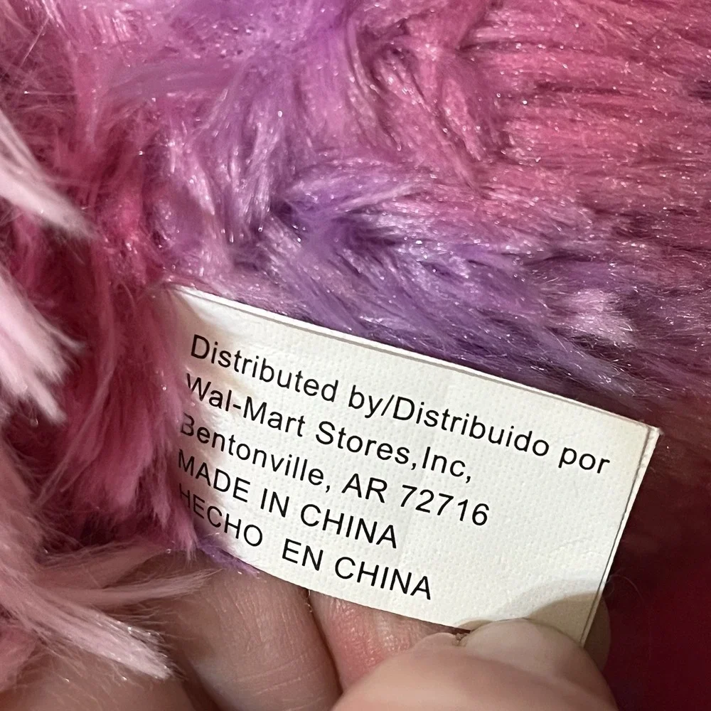 Walmart Plush Unicorn Pink Purple Glitter Eyes Lovey Rare Wal-Mart 10